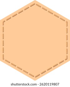 Simple hexagonal shape with a patterned border for geometric design applications.