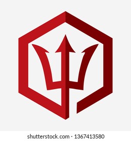 Simple Hexagonal Trident Logo Icon Vector