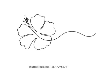 Flor de hibisco simple una línea de arte diseño de Vector mínimo