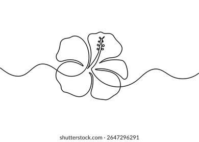 Simple hibiscus flower one line art minimal vector design