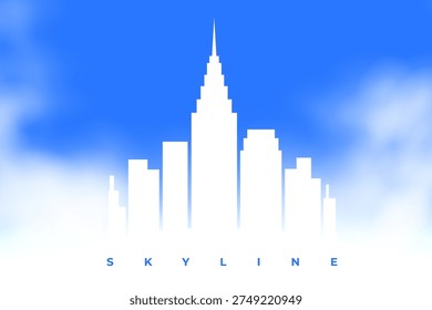 simple high rise skyline cityscape building with cloudy effect vector
