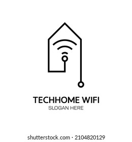 Simple high tech home wifi line art logo. very suitable for icon and graphic design