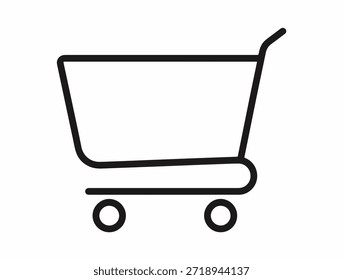 Una ilustración simple, de alto contraste, de estilo Vector de un carrito de compras al por menor. Ver carrito Ideal para Botones de comercio electrónico o marca minorista