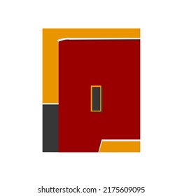 Simple high-rise architecture building with a blend of three colors with a bright afternoon atmosphere. Vector illustration
