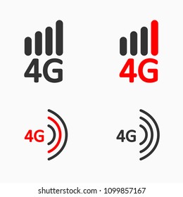 simple high-speed mobile internet icon, 4g lte icon set, vector image, flat styles, telephone connection