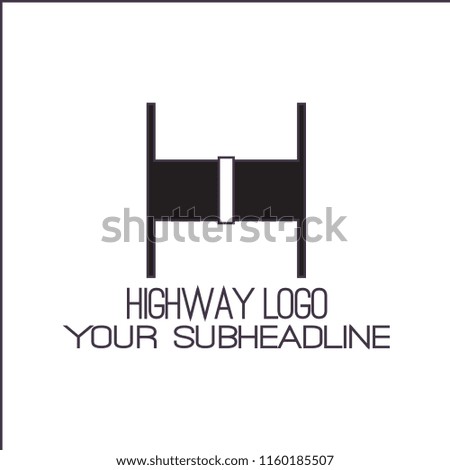 Simple highway logos can be seen from the side or front in black and white