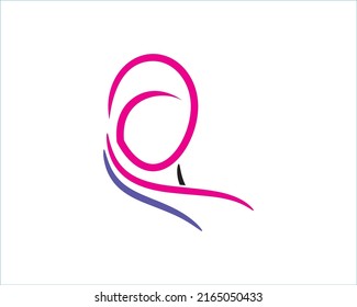 simple hijab woman girl logo