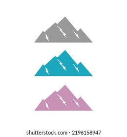 Simple Hills Design in 3 Colors ( Grey, Blue, Pink ) Perfect for Mountain Resort, Ski Center etc. Isolated on White