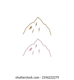 COLECCIÓN SIMPLE DE LOGOTIPO DE COLINAS (MARRÓN, ROSA) PARA RESORTES DE MONTAÑA, AVENTURA, SENDERISMO, AISLADO EN BLANCO