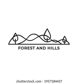 simple hills and trees logo vector