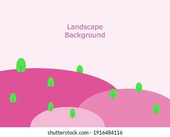 Simple hilly background design in pink. Landscape vector Illustration. Suitable for Web, Landing Pages and Backgrounds.