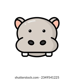 Simple Hippopotamus lineal color icon. The icon can be used for websites, print templates, presentation templates, illustrations, etc