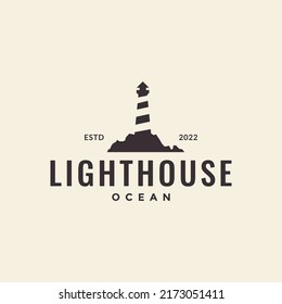 simple hipster lighthouse logo design vector graphic symbol icon illustration creative idea