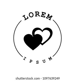 simple hipster logo with two hearts inside