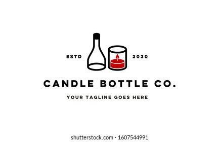 Simple Hipster Style Candle Bottle Logo Design Inspiration 