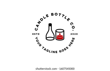Simple Hipster Style Candle Bottle Logo Design Inspiration 