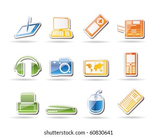 Simple Hi-tech technical equipment icons - vector icon set 3