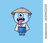 Simple Hitotsume Kozo One Eyed Mischief cartoon vector illustration Collection of Japan ghost concept icon isolated