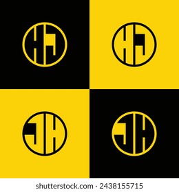 Simple HJ and JH Letters Circle Logo Set, suitable for business with HJ and JH initials