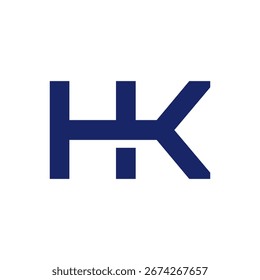 Diseño de monograma minimalista HK simple. Ideal para consultoría, servicios profesionales y marca tecnológica.