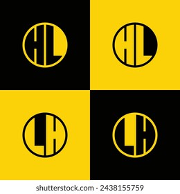 Conjunto simple del logotipo del círculo de las letras de HL y LH, conveniente para los negocios con las iniciales de HL y LH
