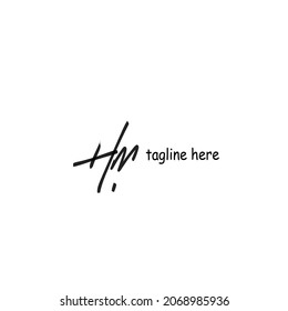 Simple hm Initial handwriting logo vector