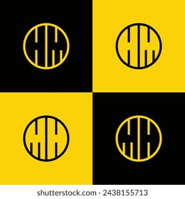 Conjunto simple del logotipo del círculo de las letras de HM y MH, conveniente para el negocio con las iniciales de HM y MH