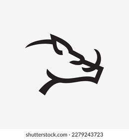 simple hog line icon logo vector design, modern animal logo pictogram design . warthog boar logo vector icon line art outline illustration download