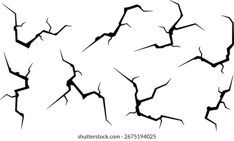 Simple hole crack wall set illustration