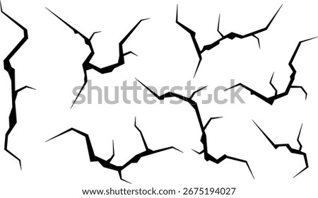 Simple hole crack wall set illustration