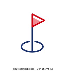 Simple hole icon with golf flag. Useful in golf applications, sports equipment stores, golf courses and golf promotions, sports competitions and events.