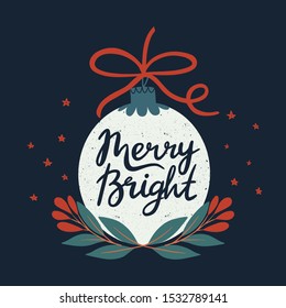 Simple Holiday card design with hand drawn illustration and lettering. Vector holiday calligraphy phrase.  Handwritten modern lettering for cards, posters, t-shirts, etc.