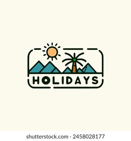 simple holidays vacation nature sticker vector illustration template design