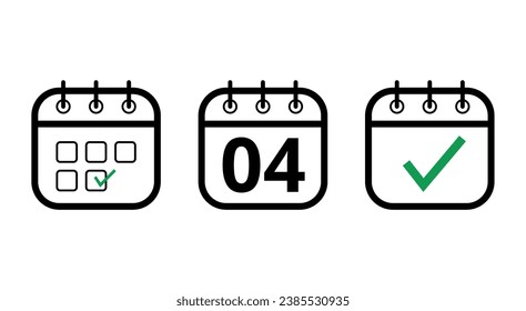 Simple, hollow calendar icons isolated on white background. Flat icons for websites, blogs and graphic resources. calendar with a specific day marked, day 04.