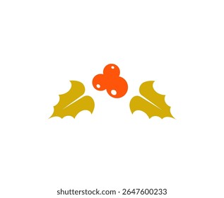 Simple holly berry isolated on white background. Hand drawn flat cartoon vector illustration. Traditional Christmas plant symbol. Perfect for icon, sticker and so on