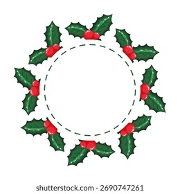 Simple Holly Leaves and Berries Frame