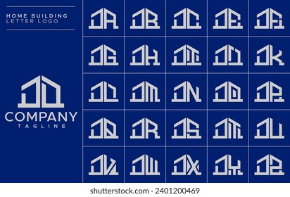 Simple home building letter D DD logo design set