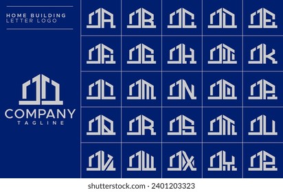 Simple home building letter J JJ logo design set