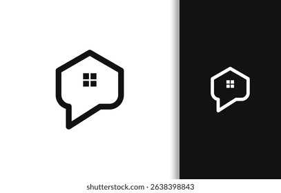 SIMPLE HOME WITH CHAT BUBBLE LOGO DESIGN