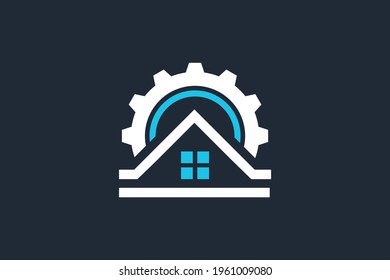 simple home circle gear logo