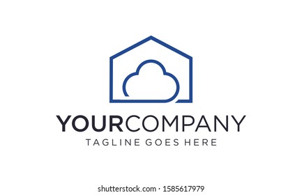 Simple home and cloud for logo design concept