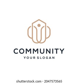 simple home community people logo design