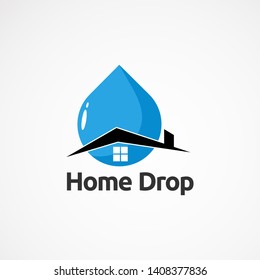 simple home drop logo vector , icon, element, and template for company