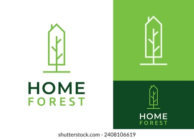 Simple Home House Forest Pine Tree Logo Design Branding Template