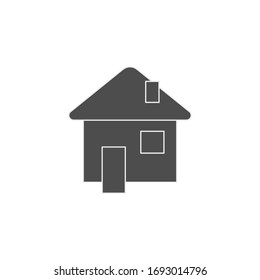 Simple home icon with doors and windows. Logo of the house with a triangular roof.