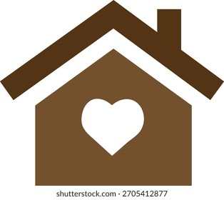 Icono casero simple con la forma del corazón para los bienes raíces o la caridad