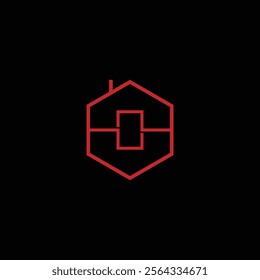Simple Home icon with hexagon abstract shape.