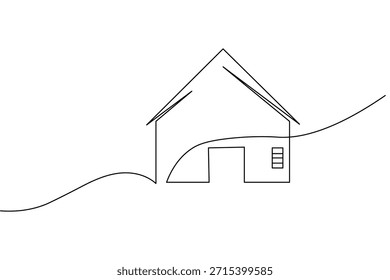 Vector minimalista del arte de la sola línea del icono casero simple para los bienes raíces