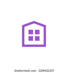 Simple Home Icon Vector Design. Minimal House With Windows Logo Illustration. 