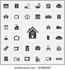 Simple Home Icons Set. Universal Home Icon To Use For Web And Mobile UI, Set Of Basic Home Elements